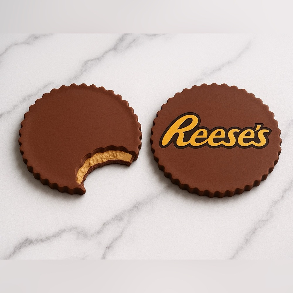 Peanut Butter Cup Coaster Set Handmade – Set of 4 - Picture 4 of 8